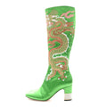 Gucci - Silk Satin Malaga Kid Embroidered Candy Dragon Block-Heel Knee Boot
