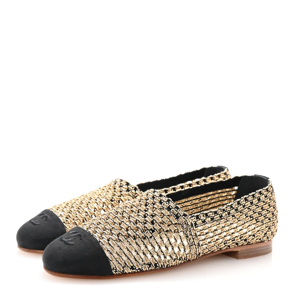 Chanel - Knit Grosgrain Cap Toe CC Moccasin Loafers