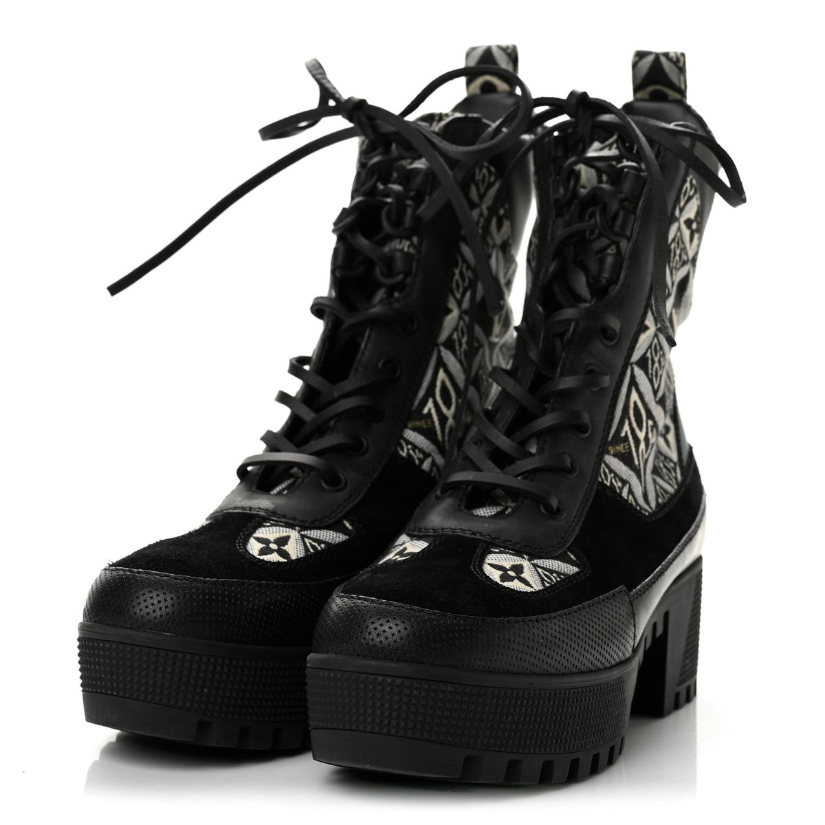 Louis Vuitton - Suede Calfskin Jacquard Since 1854 Laureate Platform Desert Boots