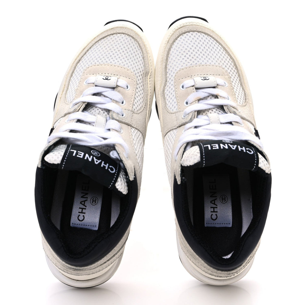 Chanel - Mesh Suede Calfskin Grained Calfskin CC Sneakers