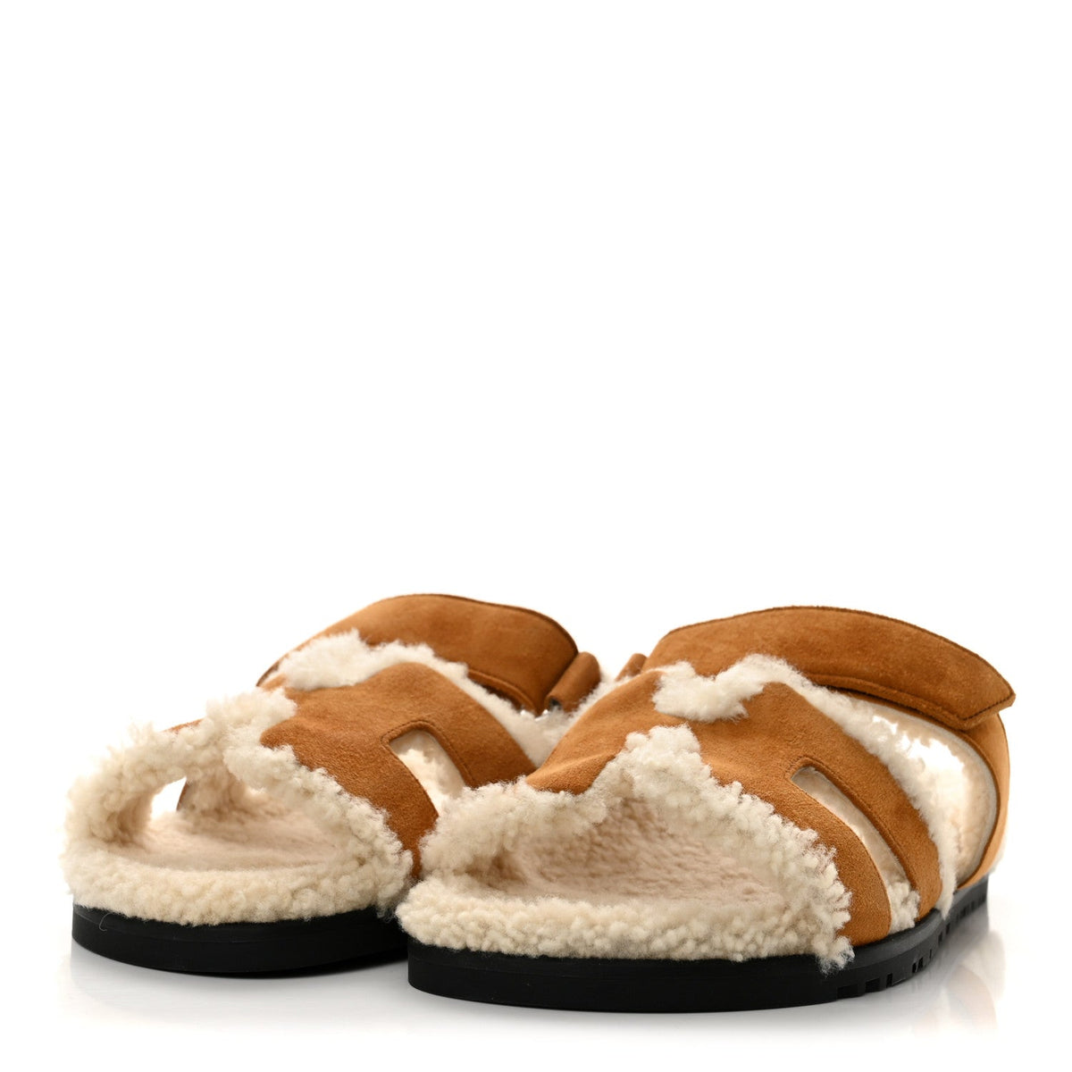 Hermès - Suede Goatskin Woolskin Chypre Sandals