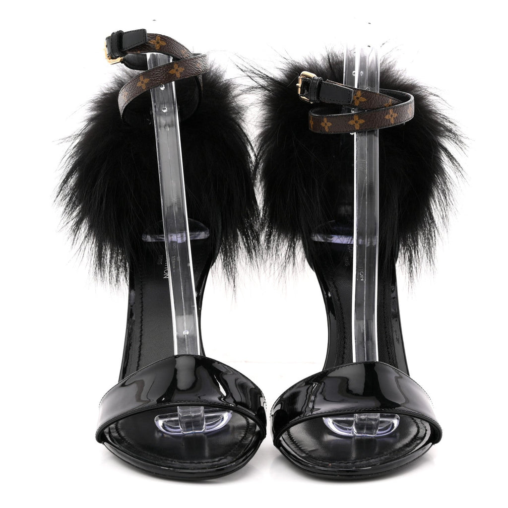 Louis Vuitton - Monogram Patent Fur Sandals