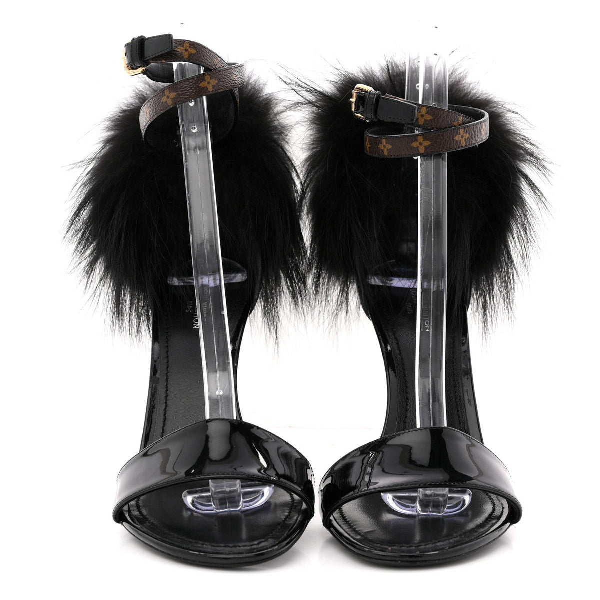 Louis Vuitton - Monogram Patent Fur Sandals