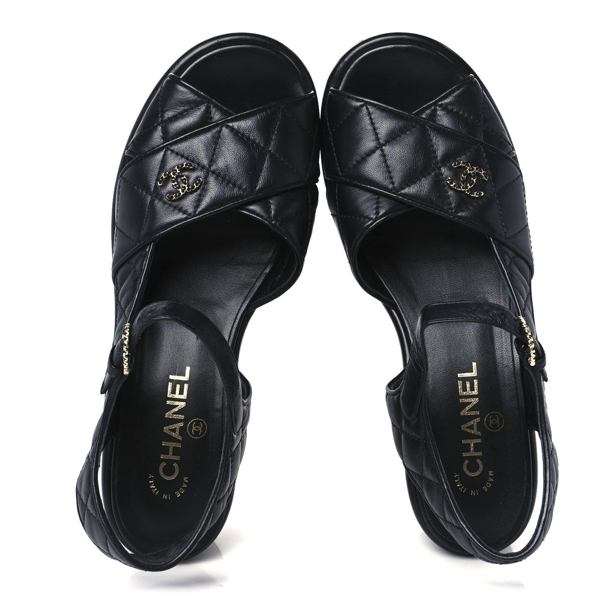 Chanel - Lambskin Quilted CC Platform Sandals