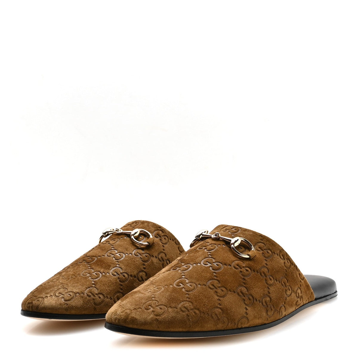 Gucci - Suede GG Debossed Annette Horsebit Flat Mules