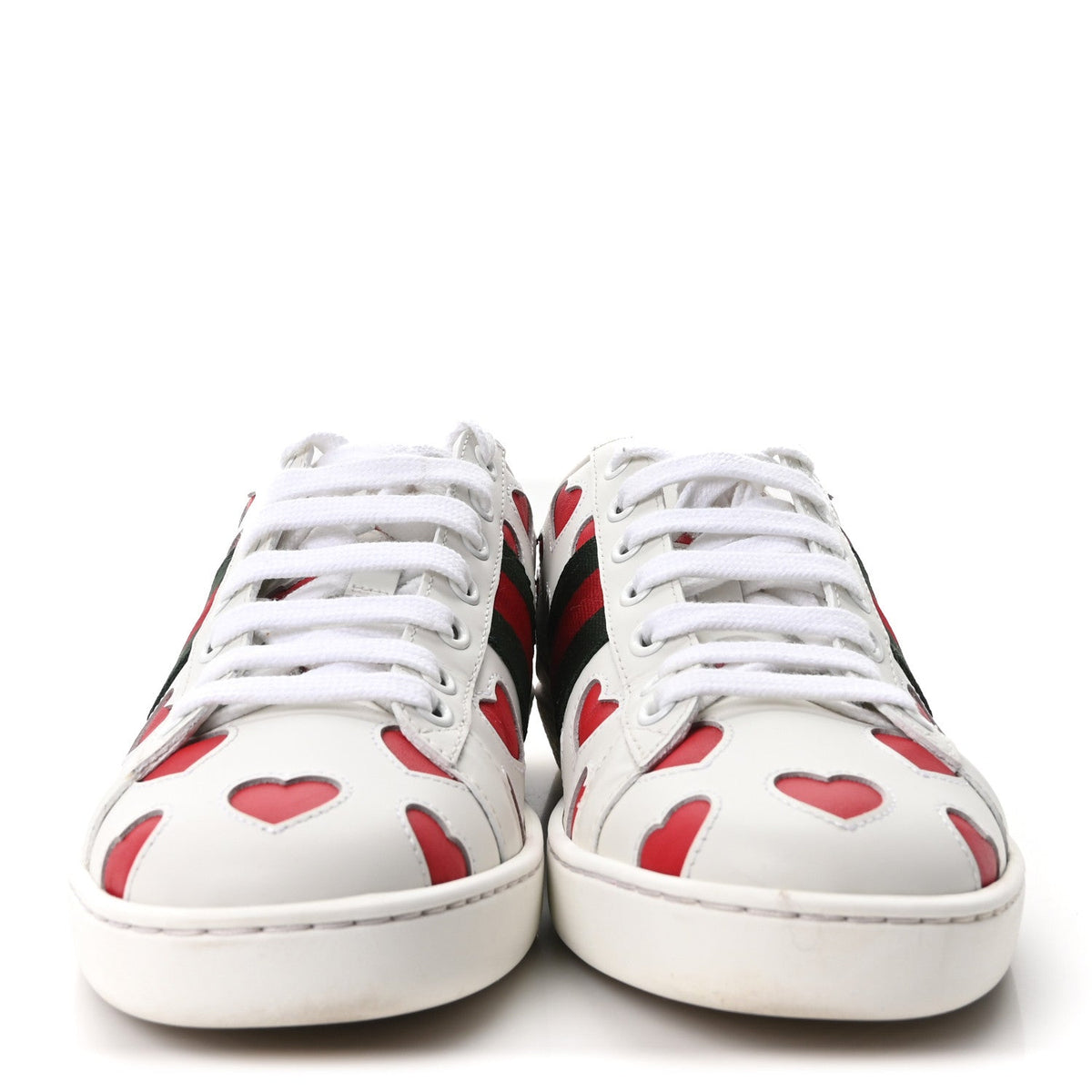 Gucci - Calfskin Miro Soft Web Heart Cut Out Ace Sneakers