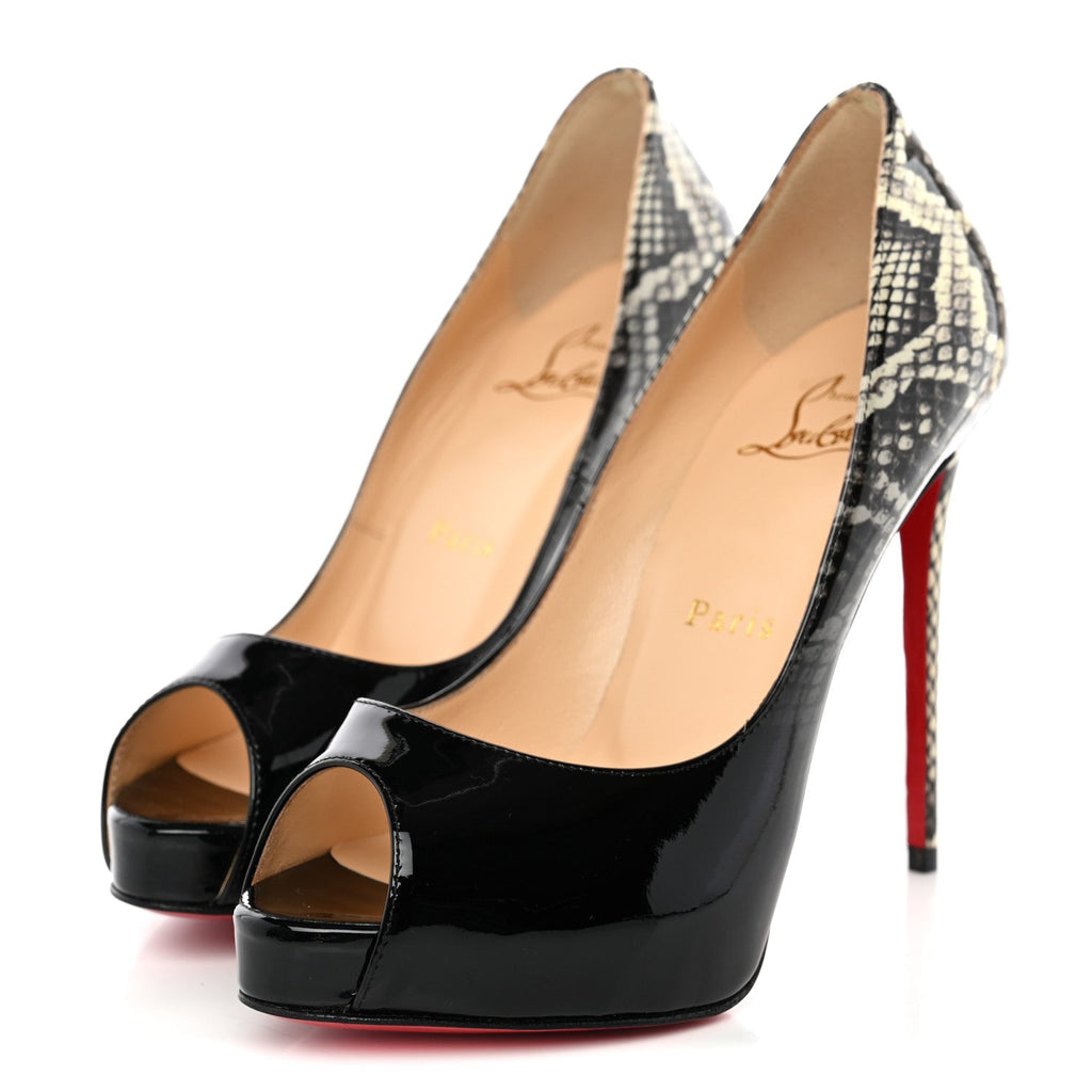 Christian Louboutin - Patent Degrade Snakeskin Printed New Very Prive 120 Peep Toe Pumps
