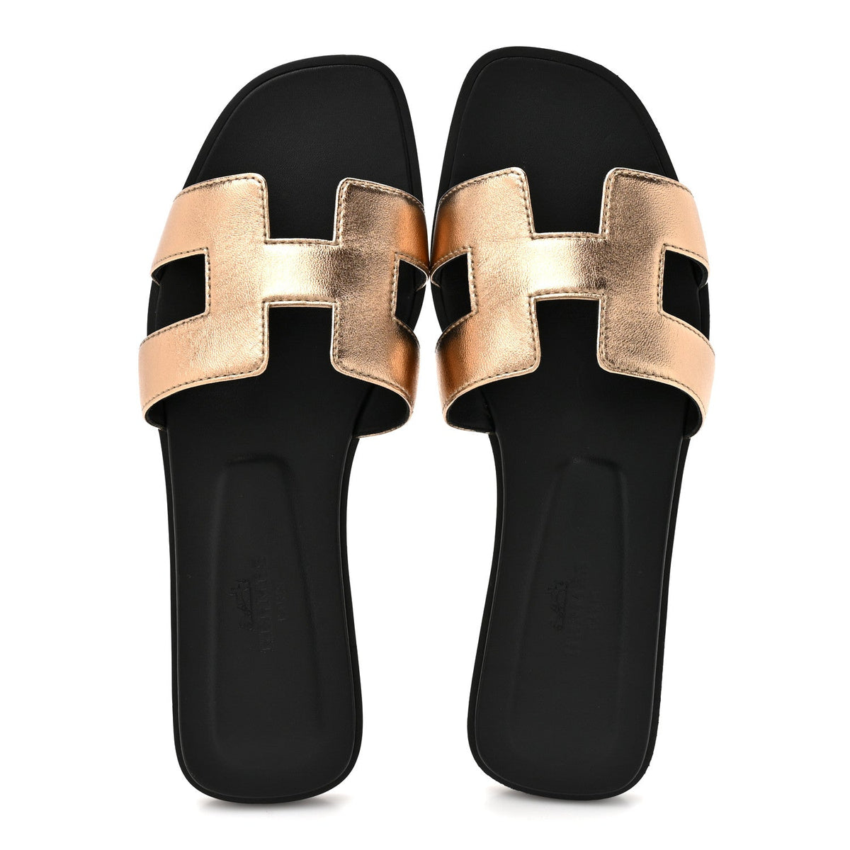 Hermès - Metallic Nappa Oran Sandals