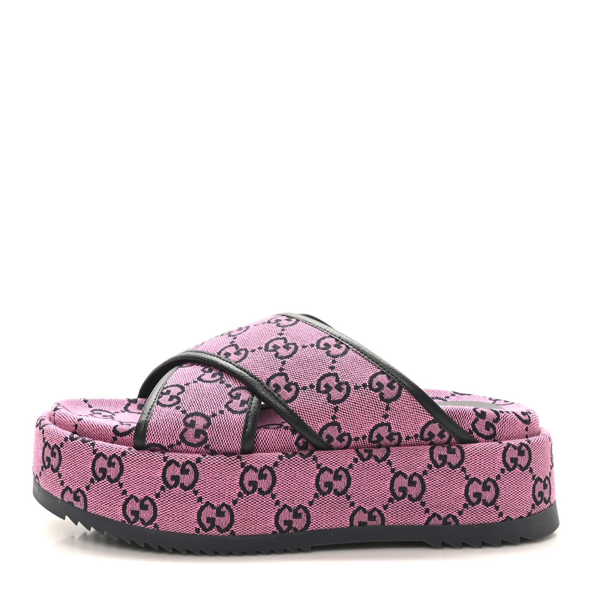 Gucci - Monogram Multicolor Criss Cross Platform Slide Sandals