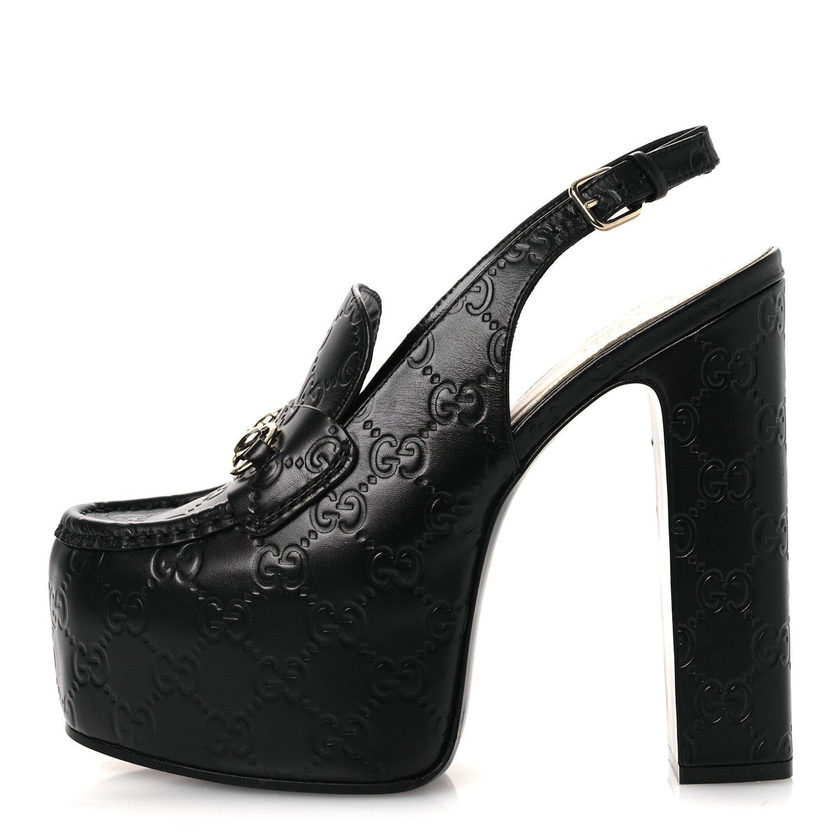 Gucci - Guccissima Horsebit Platform 70/160mm Slingback Mules