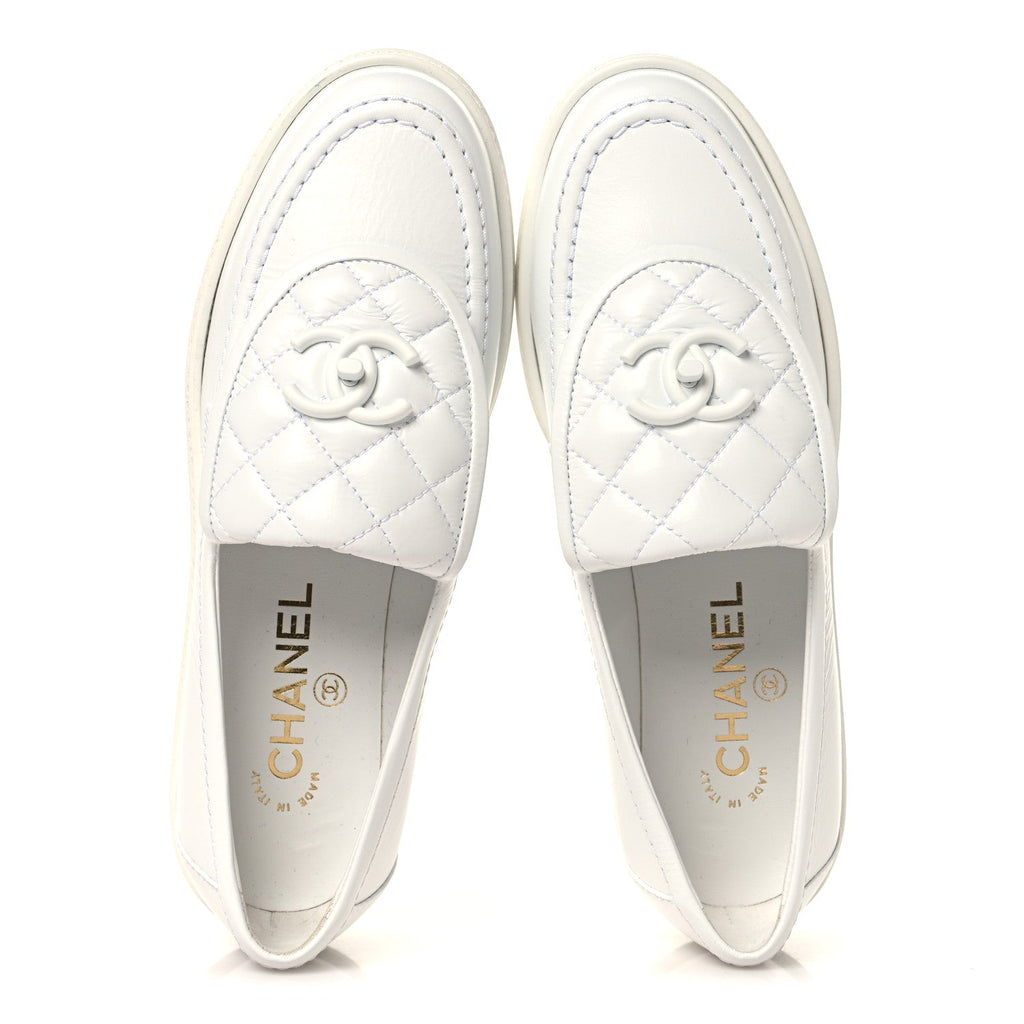Chanel - Crumpled Lambskin Quilted CC Turnlock Loafers