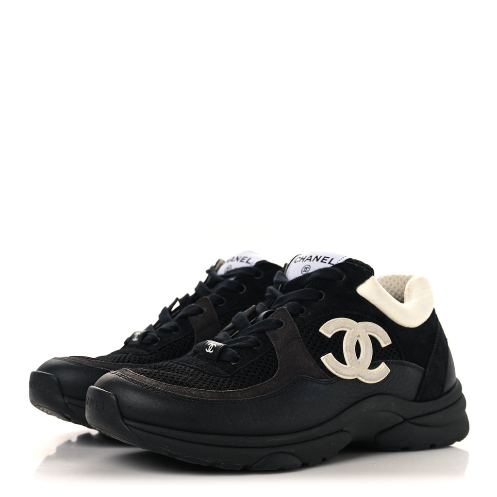 Chanel - Mesh Suede Grained Calfskin CC Sneakers