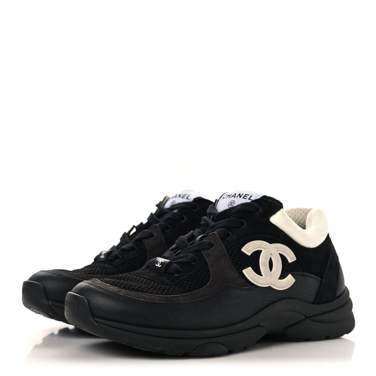 Chanel - Mesh Suede Grained Calfskin CC Sneakers