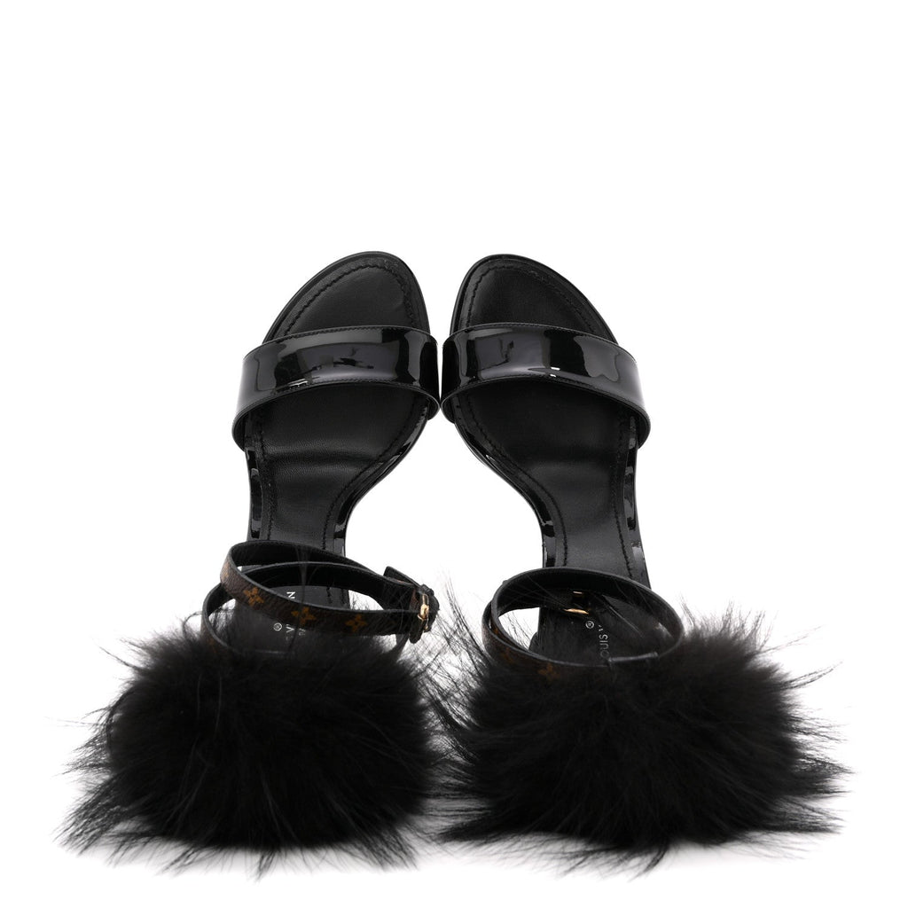 Louis Vuitton - Monogram Patent Fur Sandals