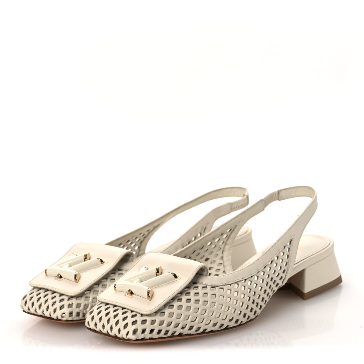 Louis Vuitton - Calfskin Perforated Shake Slingback Pumps