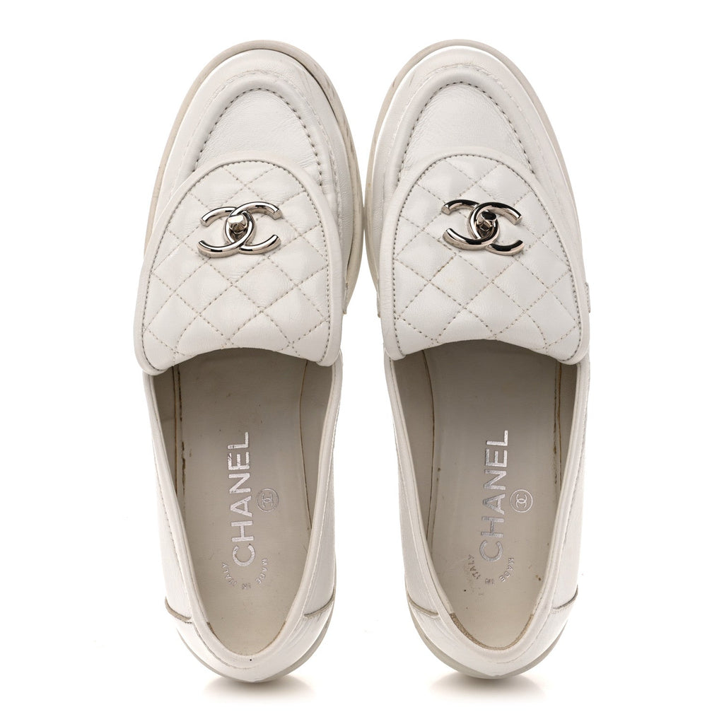Chanel - Shiny Lambskin Quilted CC Turnlock Loafers