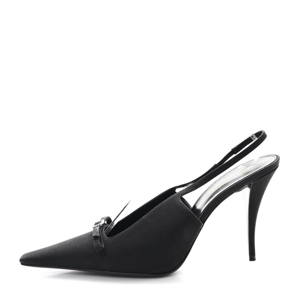 Saint Laurent - Crepe De Chine Crystal Bow Slingback Pumps