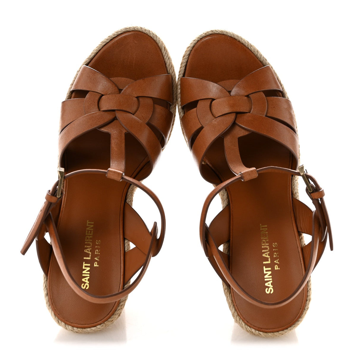 Saint Laurent - Calfskin 85 Platform Espadrille Wedge Sandals