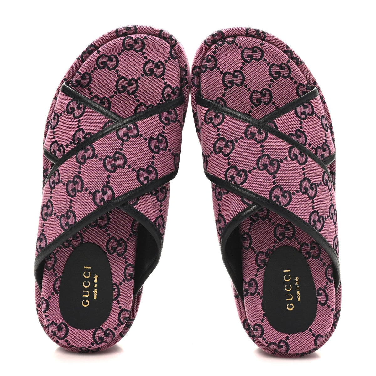 Gucci - Monogram Multicolor Criss Cross Platform Slide Sandals