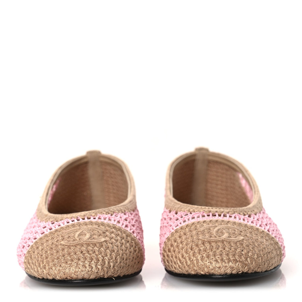 Chanel - Raffia Cap Toe Ballerina Flats