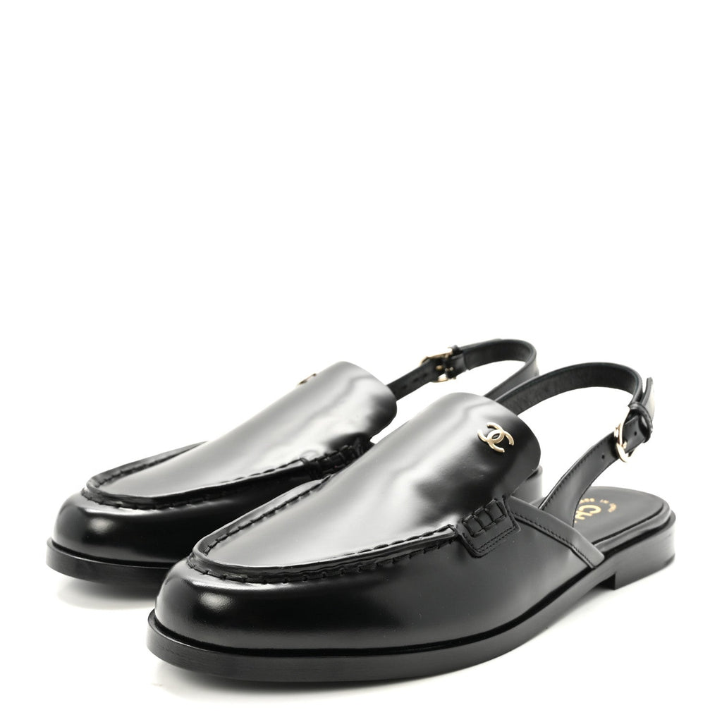 Chanel - Shiny Calfskin Slingback Loafers