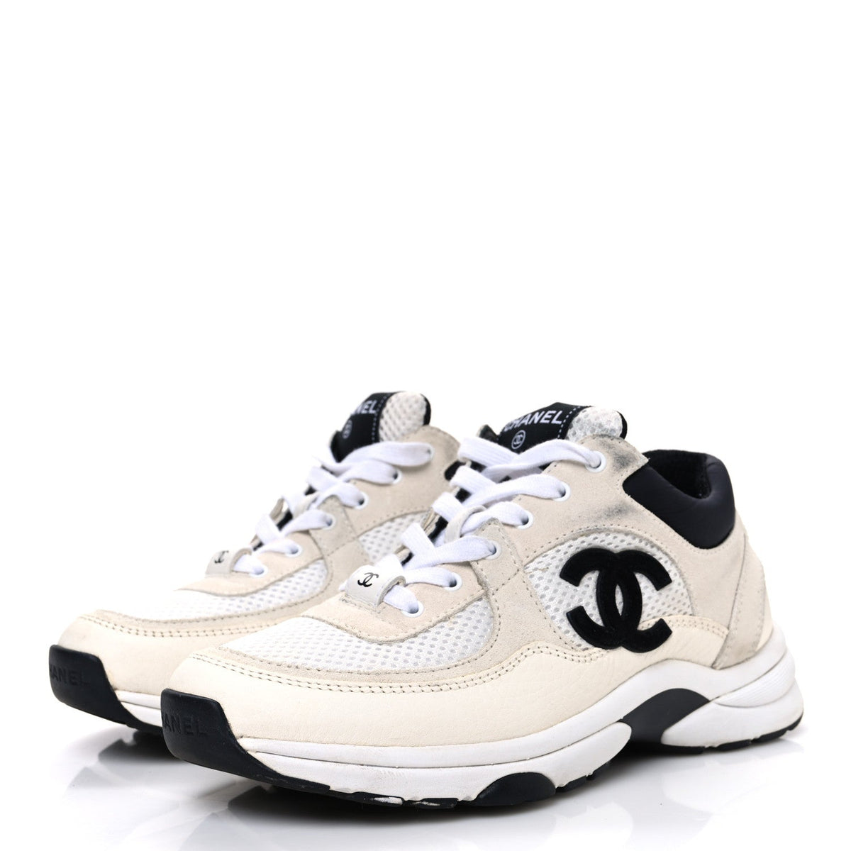 Chanel - Mesh Suede Calfskin Grained Calfskin CC Sneakers
