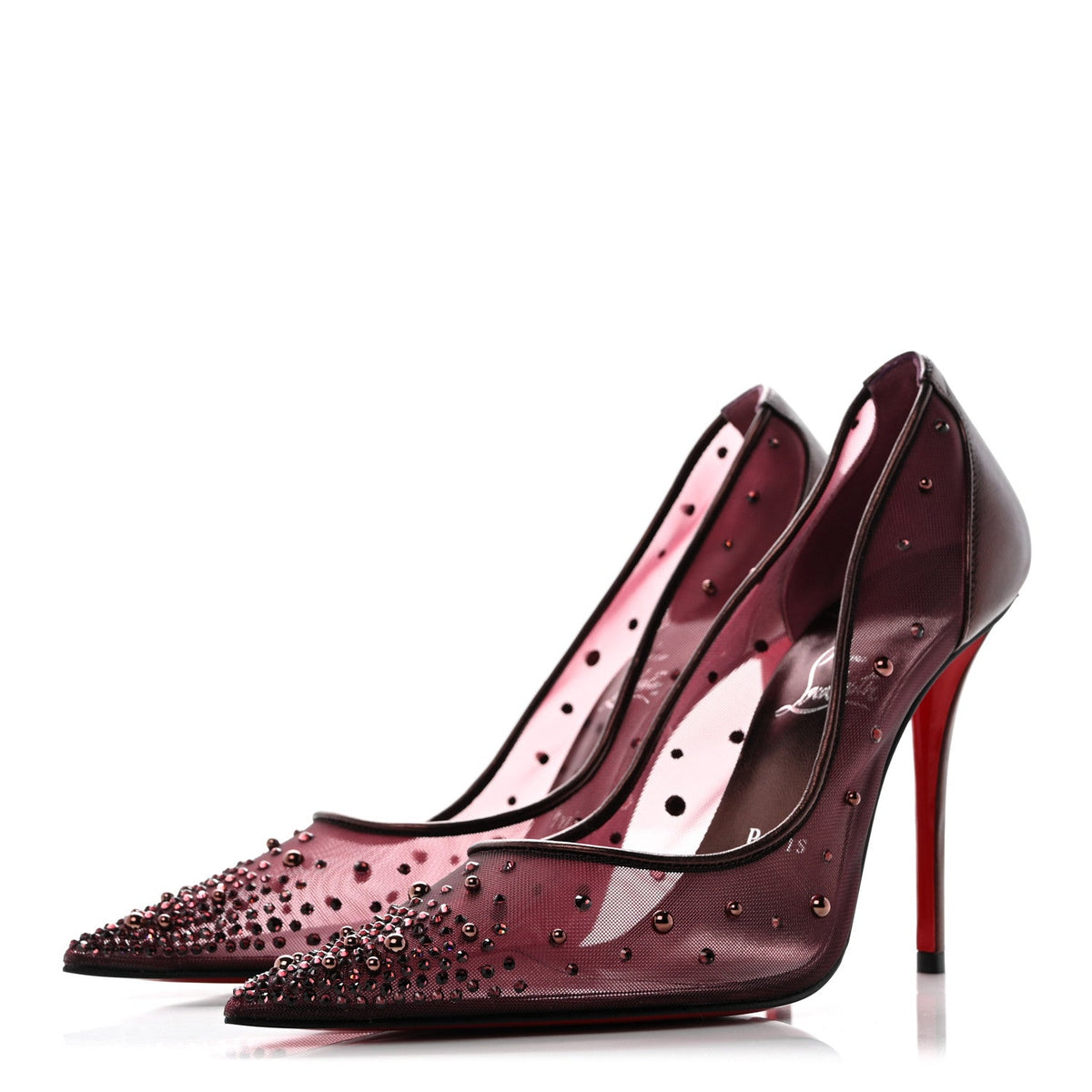 Christian Louboutin - Rete Nappa Laminata Miss Z Degrastrass Perla 100 Pumps