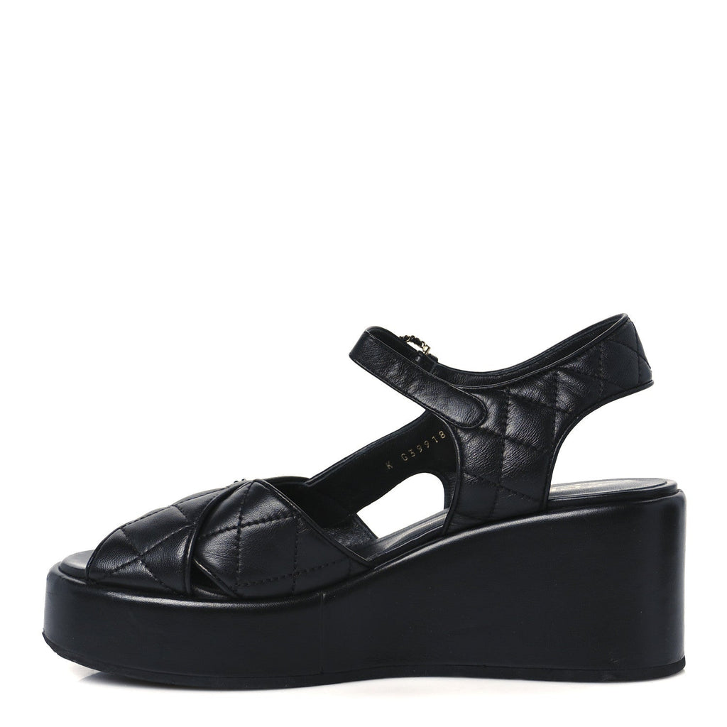 Chanel - Lambskin Quilted CC Platform Sandals
