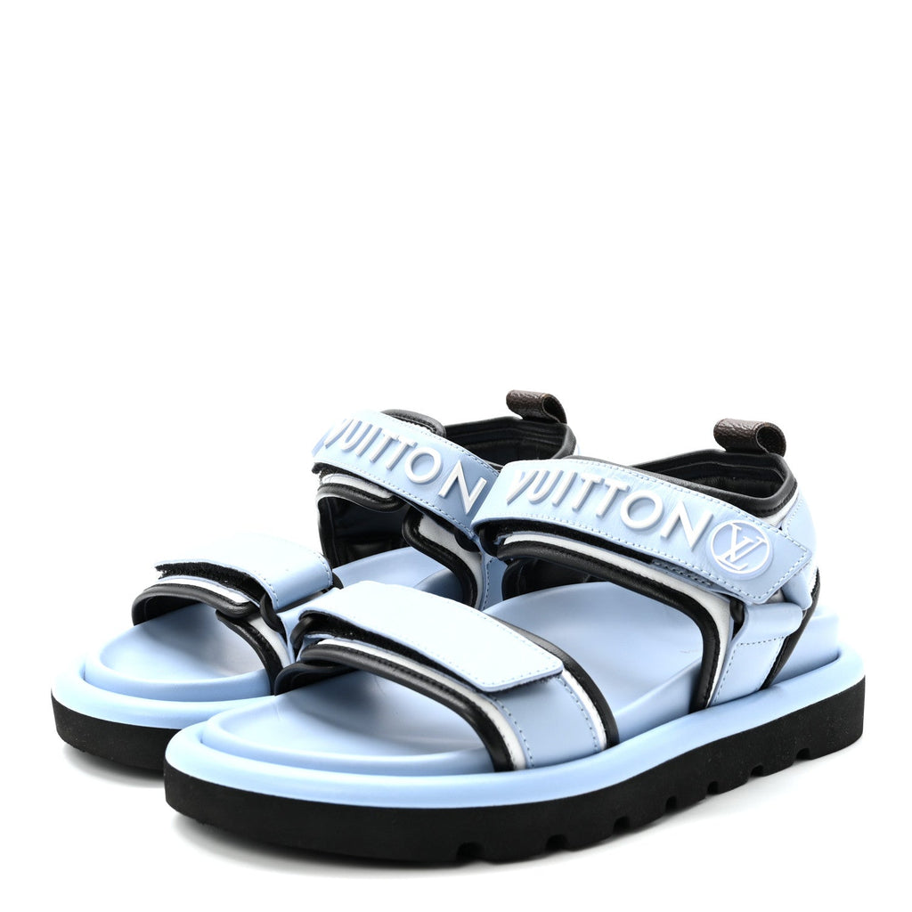 Louis Vuitton - Calfskin Pool Pillow Flat Comfort Sandals - Blue