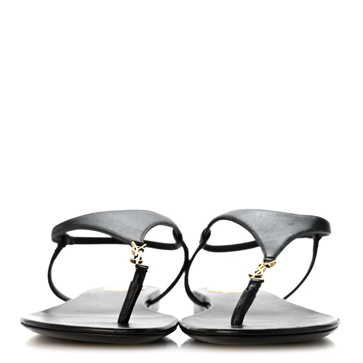 Saint Laurent - Lambskin Monogram Cassandra Slingback Flat Sandals