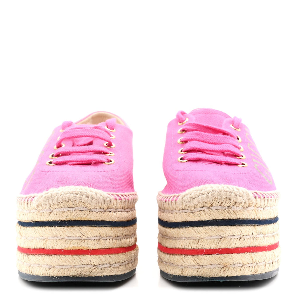 Gucci - Canvas Logo Lace-Up Platform Espadrilles