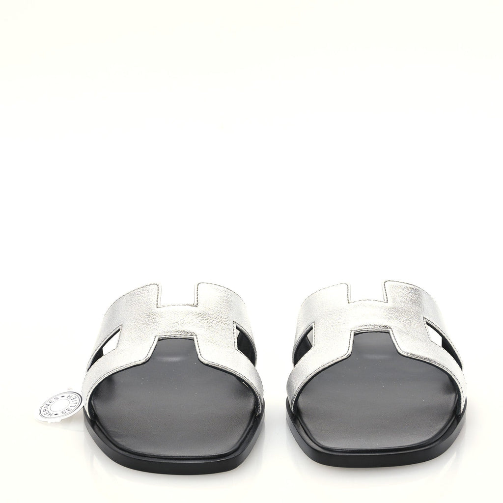 Hermès - Metallic Chevre Oran Sandals