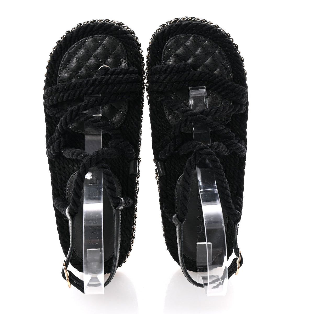 Chanel - Lambskin Cord Chain CC Sandals