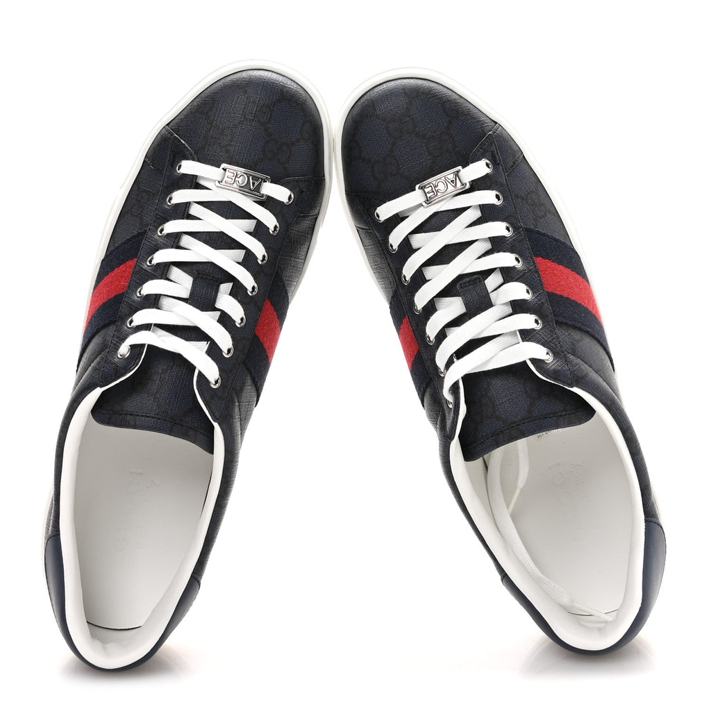 Gucci - GG Supreme Monogram Web New Ace Sneakers 9.5 Dark Blue