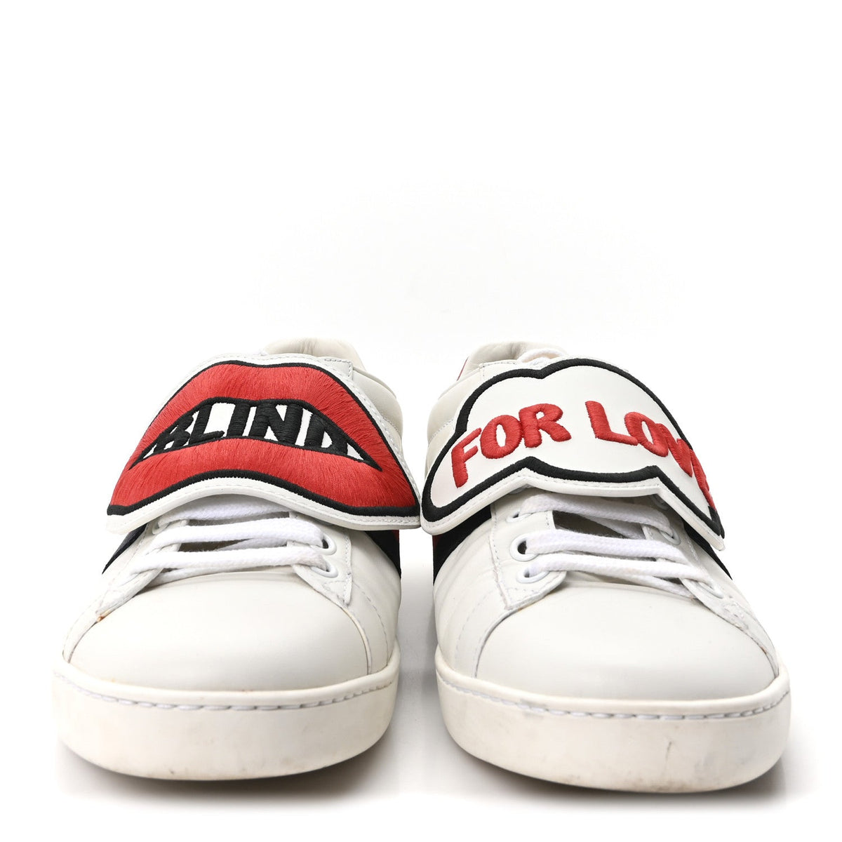 Gucci - Calfskin Ayers Blind For Love Embroidered Ace Sneakers