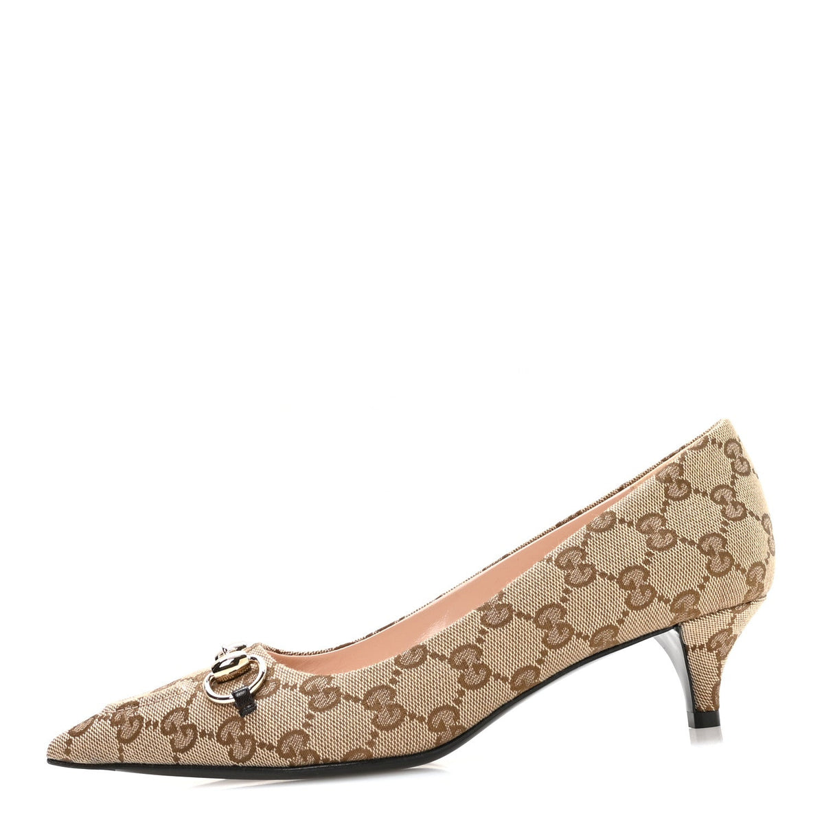 Gucci - Canvas GG Monogram Horsebit Slingback Pumps