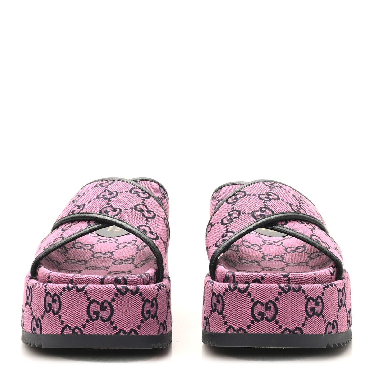 Gucci - Monogram Multicolor Criss Cross Platform Slide Sandals