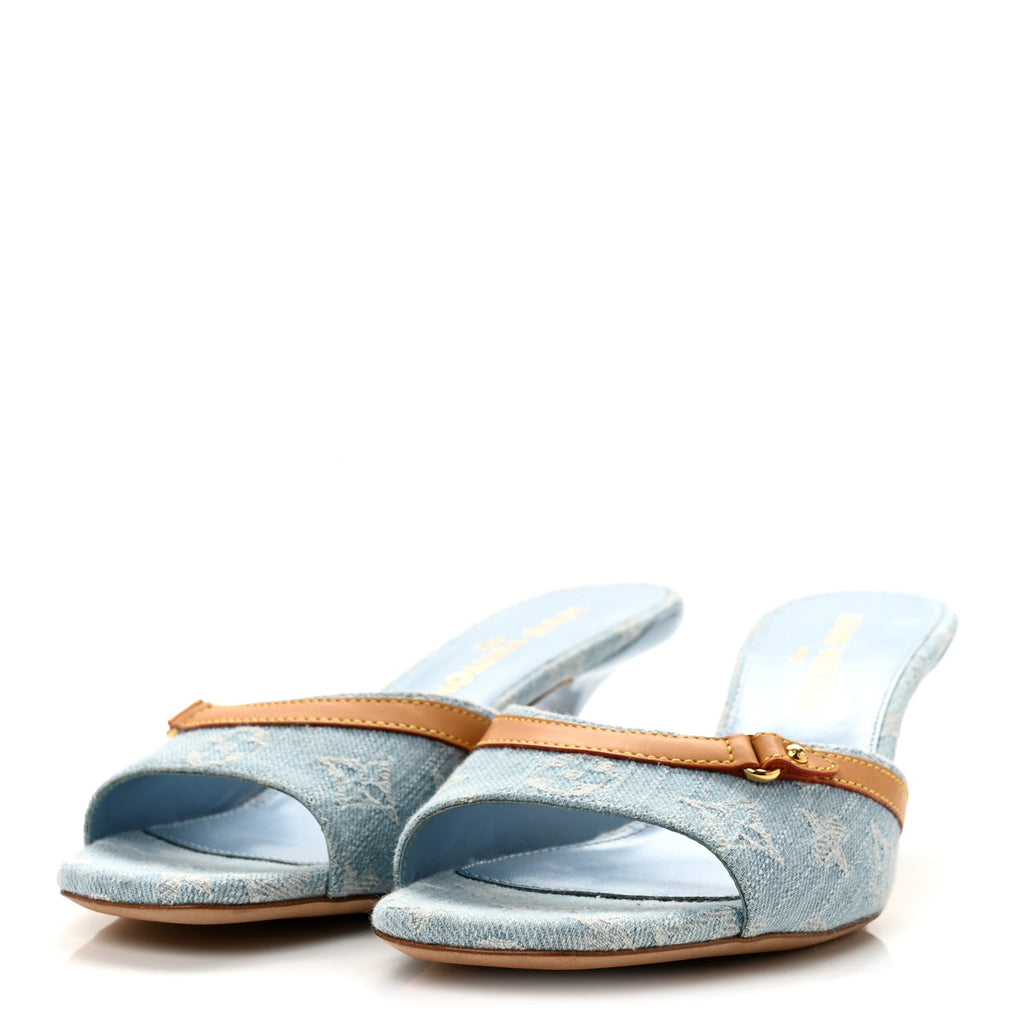 Louis Vuitton - Monogram Denim 6AM Mules - Light Blue