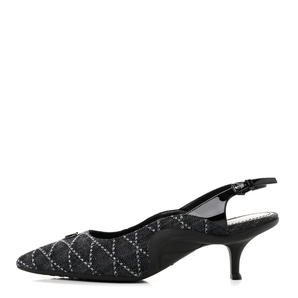 Louis Vuitton - Denim Patent Archlight Low Heel Slingback Pumps