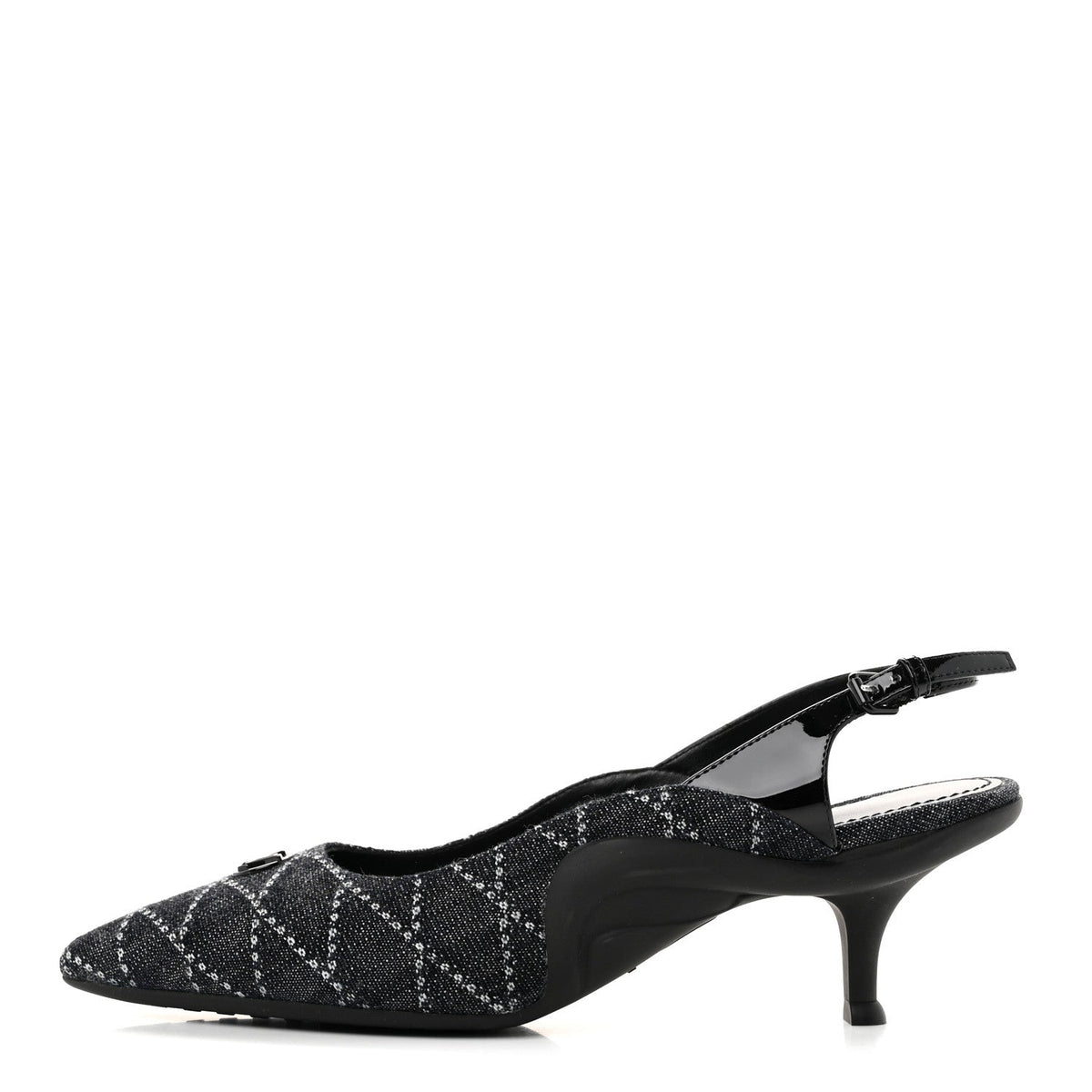 Louis Vuitton - Denim Patent Archlight Low Heel Slingback Pumps