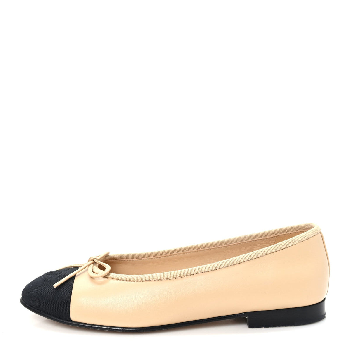 Chanel - Lambskin Grosgrain Cap Toe CC Ballerina Flats