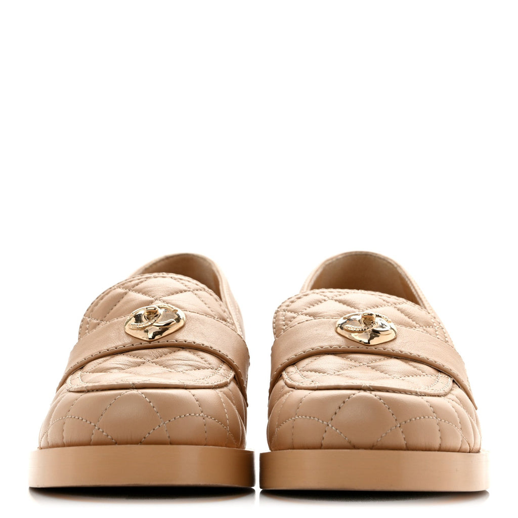 Chanel - Lambskin Quilted CC Heart Loafers