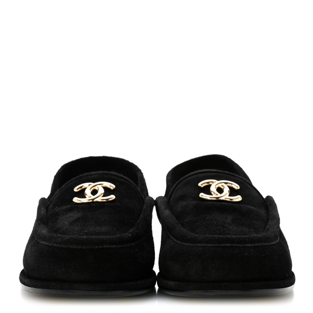 Chanel - Suede Calfskin CC Slingback Loafers