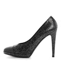 Chanel - Metallic Crackled Calfskin Patent Cap Toe Pumps