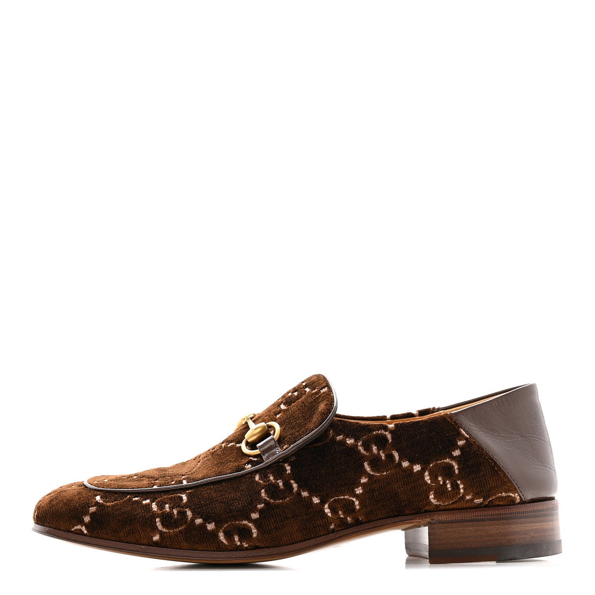 Gucci - Velvet GG Monogram Goatskin Horsebit Loafers 8.5 Brown Vintage Cocoa