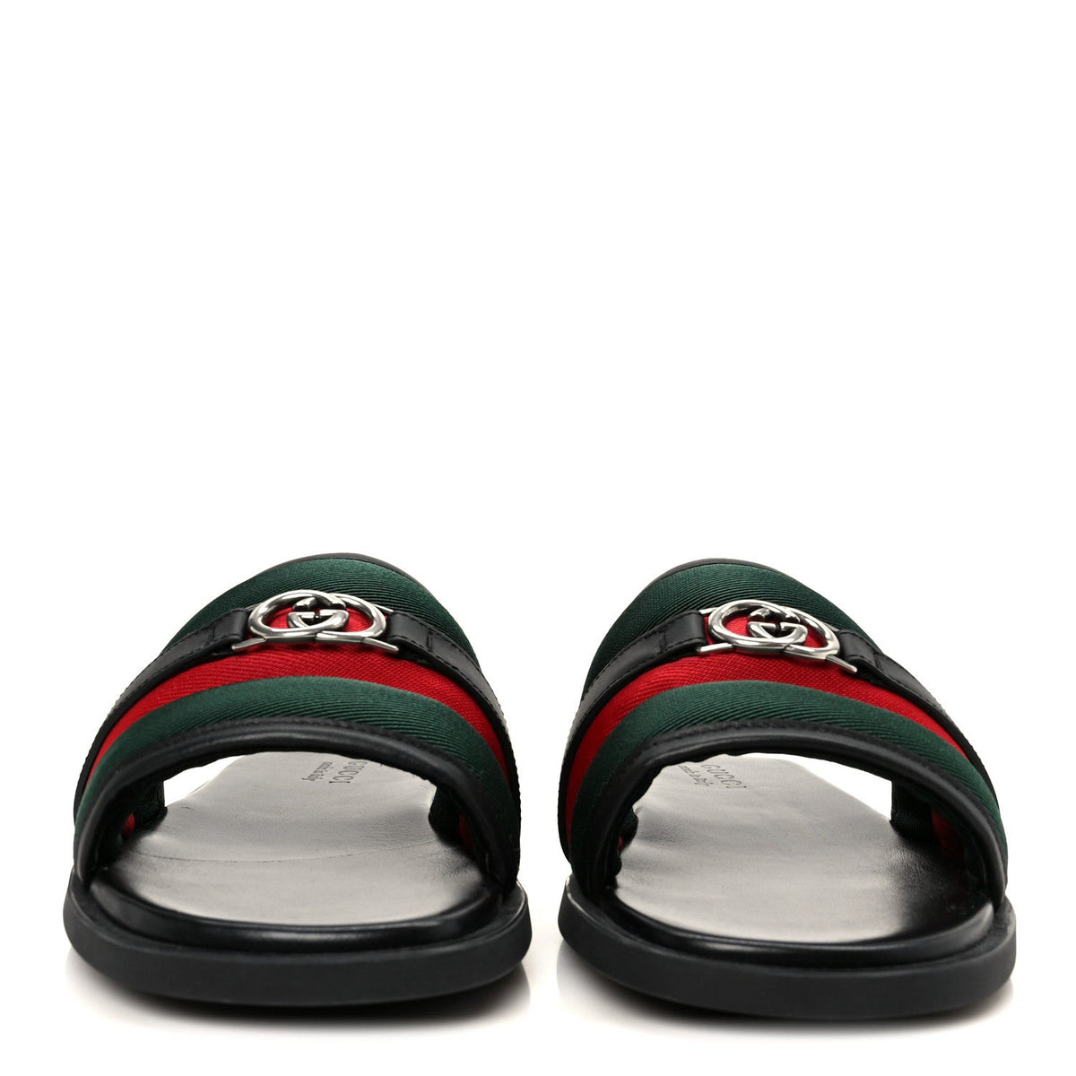 Gucci - Nylon Calfskin Web Interlocking G Maverik Slide Sandals