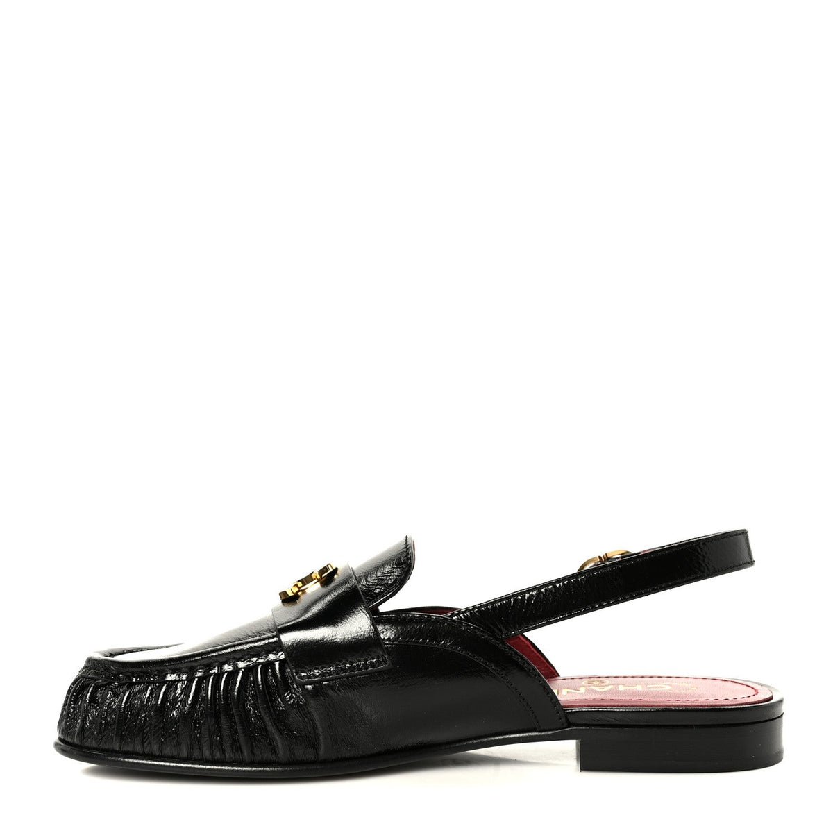 Chanel - Crumpled Shiny Lambskin CC Slingback Mocassin