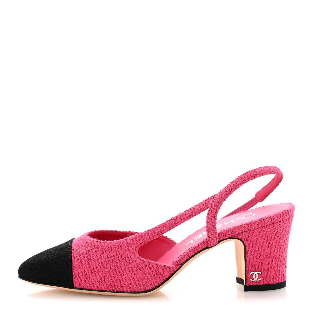 Chanel - Tweed Grosgrain Cap Toe CC Slingback Pumps