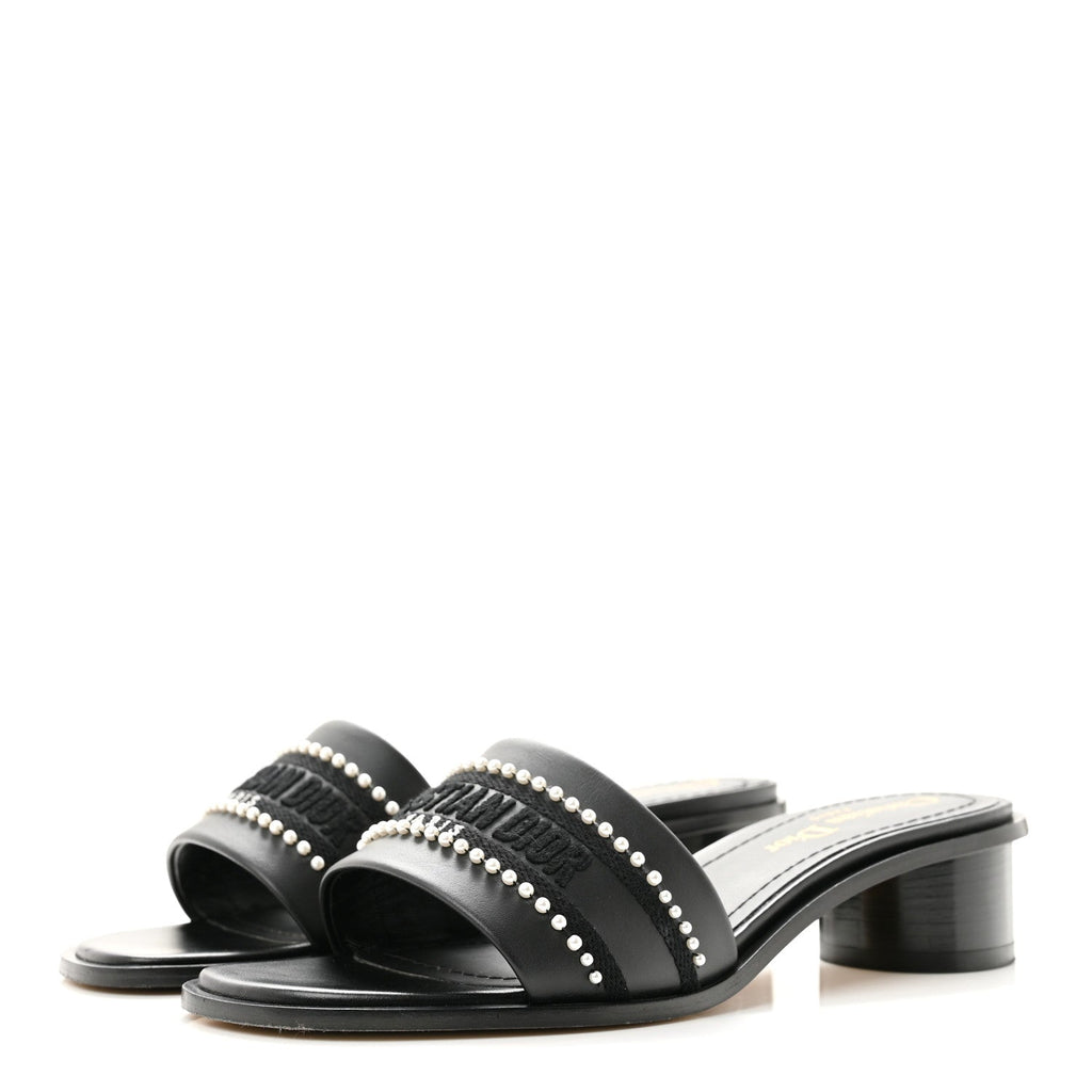 Dior - Calfksin Pearl Embroidered Dway 35mm Slide Sandals