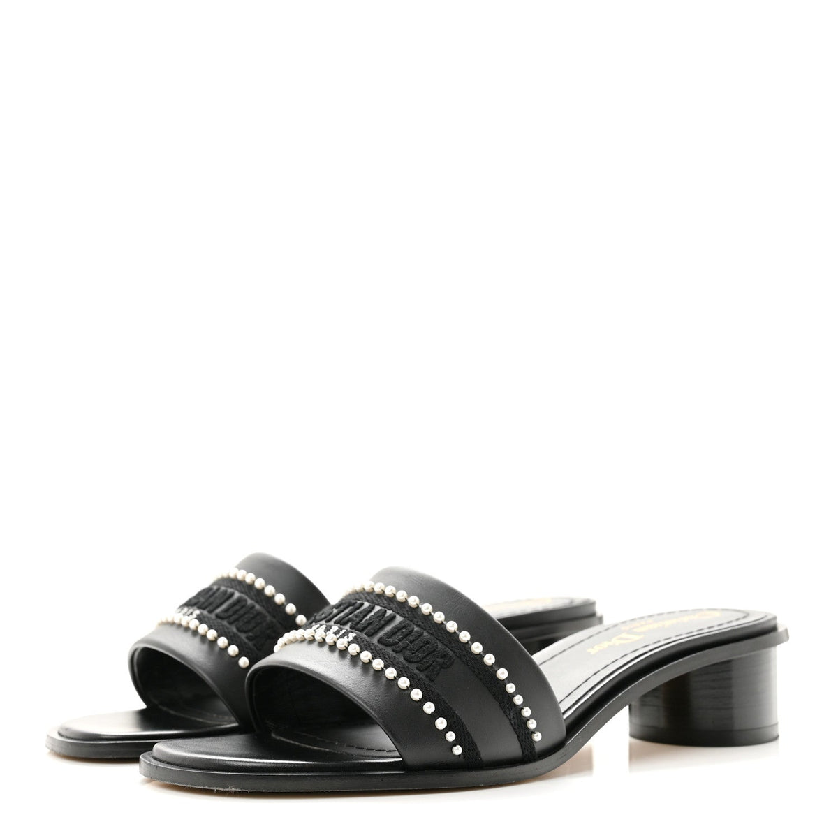 Dior - Calfksin Pearl Embroidered Dway 35mm Slide Sandals
